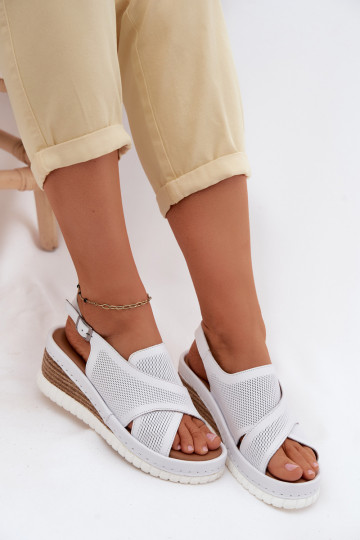 Sandalias de plataforma de piel natural Artiker 58C3145 color blanco