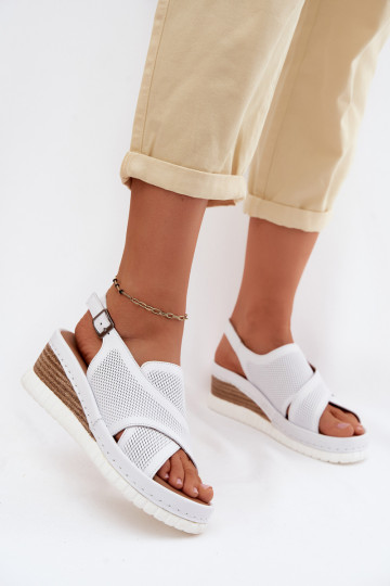Sandalias de plataforma de piel natural Artiker 58C3145 color blanco 2