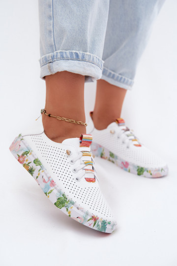 Zapatos de cuero con plataforma estampada Artiker 58C0597 color blanco