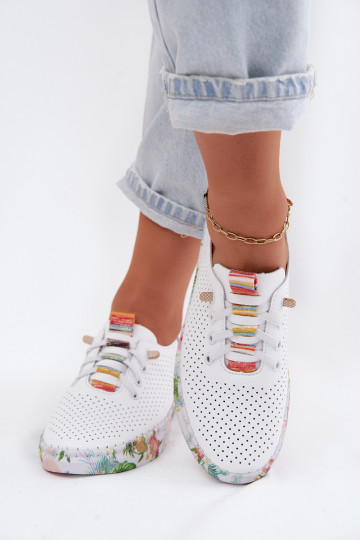 Zapatos de cuero con plataforma estampada Artiker 58C0597 color blanco 2