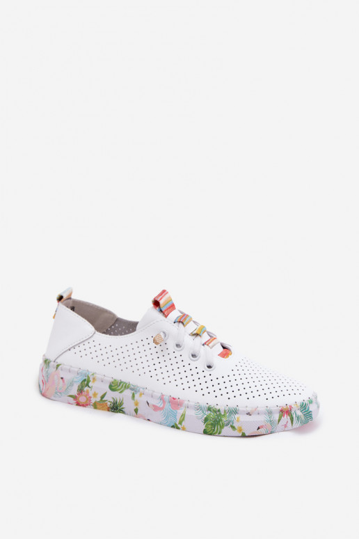 Piel zapatos Femenino Activado Estampadoj Platformie Artiker 58C0597 el color blanco