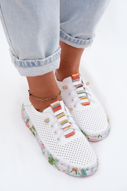 Piel zapatos Femenino Activado Estampadoj Platformie Artiker 58C0597 el color blanco