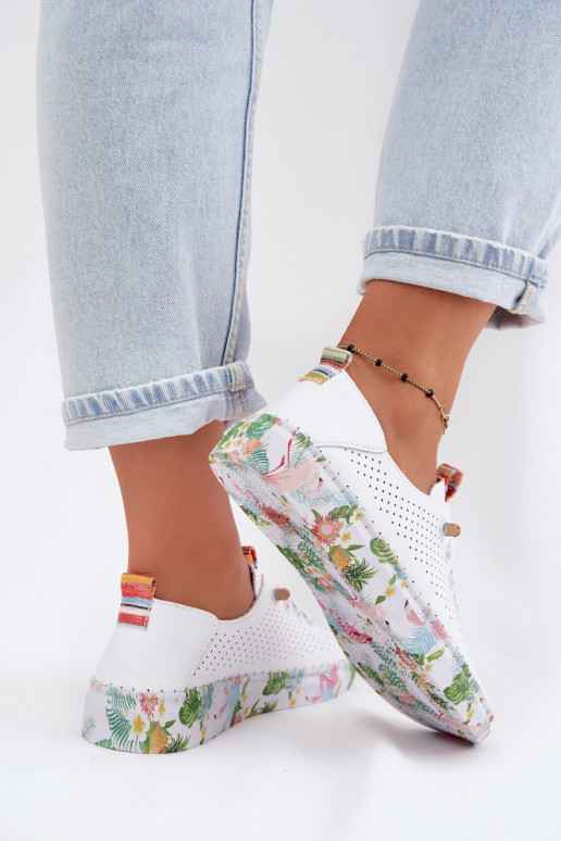 Piel zapatos Femenino Activado Estampadoj Platformie Artiker 58C0597 el color blanco