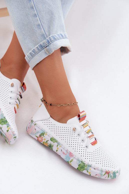 Zapatos de cuero con plataforma estampada Artiker 58C0597 color blanco