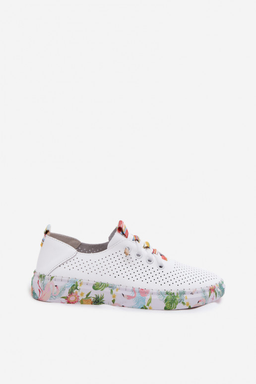 Zapatos de cuero con plataforma estampada Artiker 58C0597 color blanco