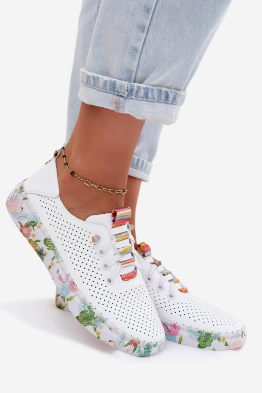 Zapatos de cuero con plataforma estampada Artiker 58C0597 color blanco