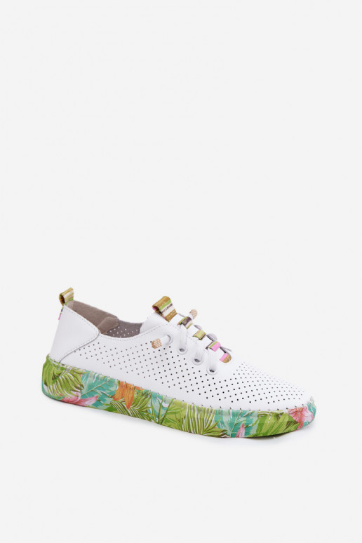 Piel zapatos Femenino Activado Estampadoj Platformie Artiker 58C0441 Blanco-color verde