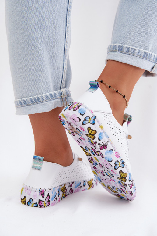 Piel zapatos Femenino Activado Estampadoj Platformie Artiker 58C0440 el color blanco