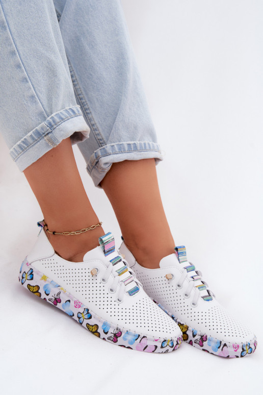 Piel zapatos Femenino Activado Estampadoj Platformie Artiker 58C0440 el color blanco