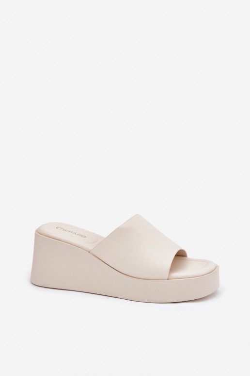 Zapatillas de plataforma color marfil de cuero sintético Obenae
