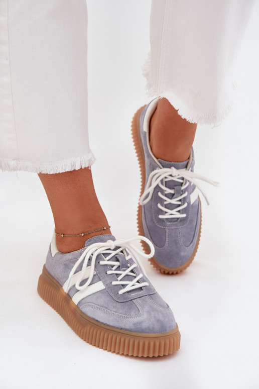 de gamuza Zapatillas modelo zapatos. Femenino con una plataforma color azul Tiene querisae