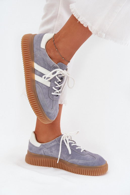de gamuza Zapatillas modelo zapatos. Femenino con una plataforma color azul Tiene querisae