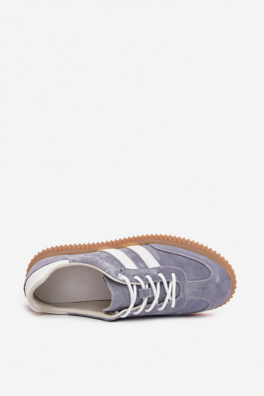 de gamuza Zapatillas modelo zapatos. Femenino con una plataforma color azul Tiene querisae