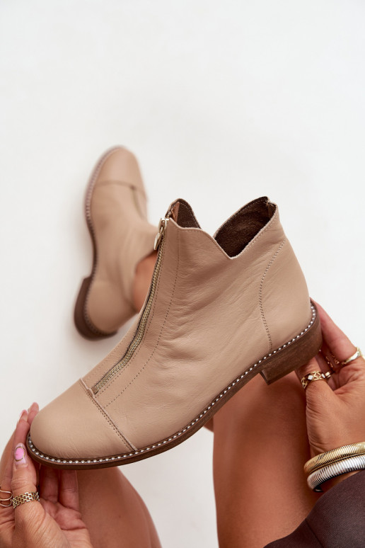 Piel Botas con cremalleras Zazoo 2785/079 beige