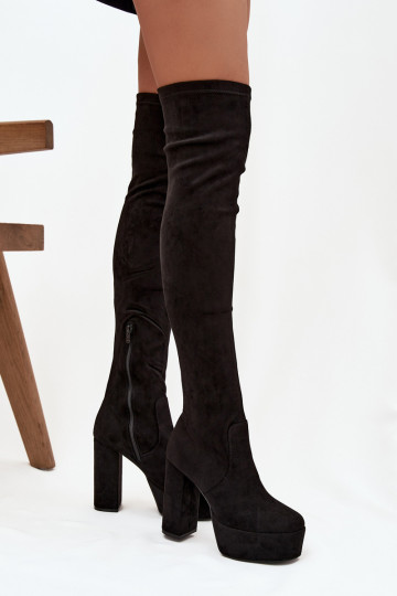 Botas largas negras de ante sintético con tacones Amareen 2