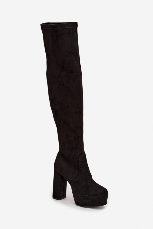 Botas largas negras de ante sintético con tacones Amareen