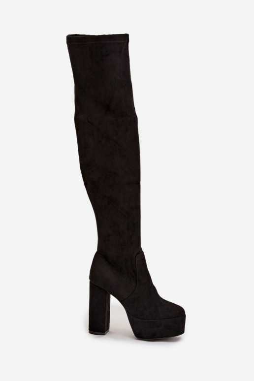 Botas largas negras de ante sintético con tacones Amareen