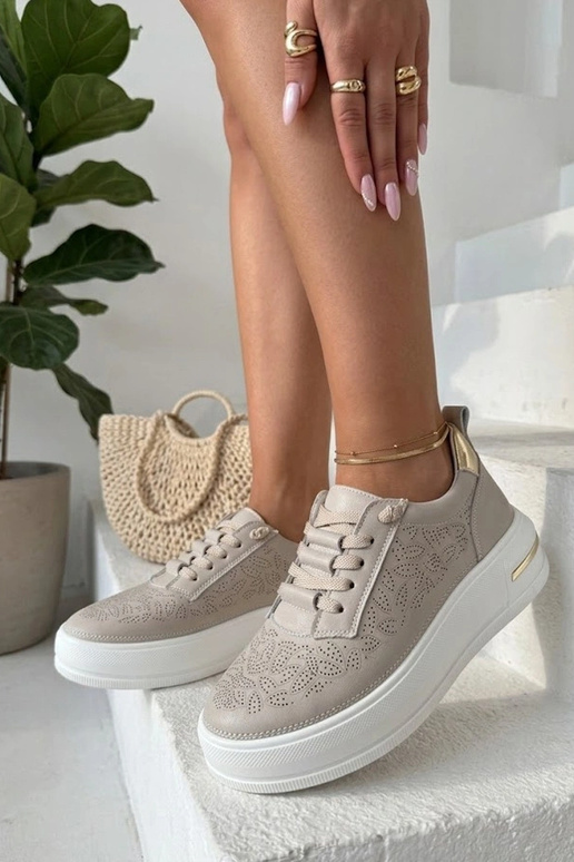 Zapatillas beige de cuero natural Cambell
