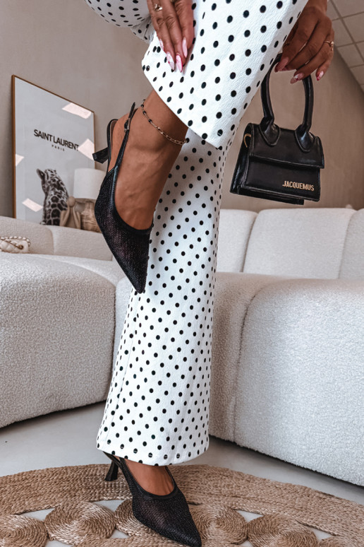 Sandalias de malla negras con tacón delgado Calora
