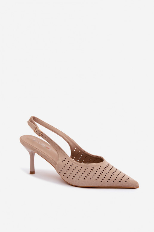 Sandalias de ante sintético color arena con tacones finos Torielle