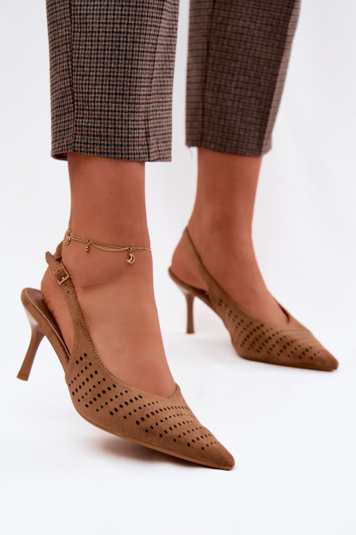 Sandalias de ante sintético marrones con tacones finos Torielle