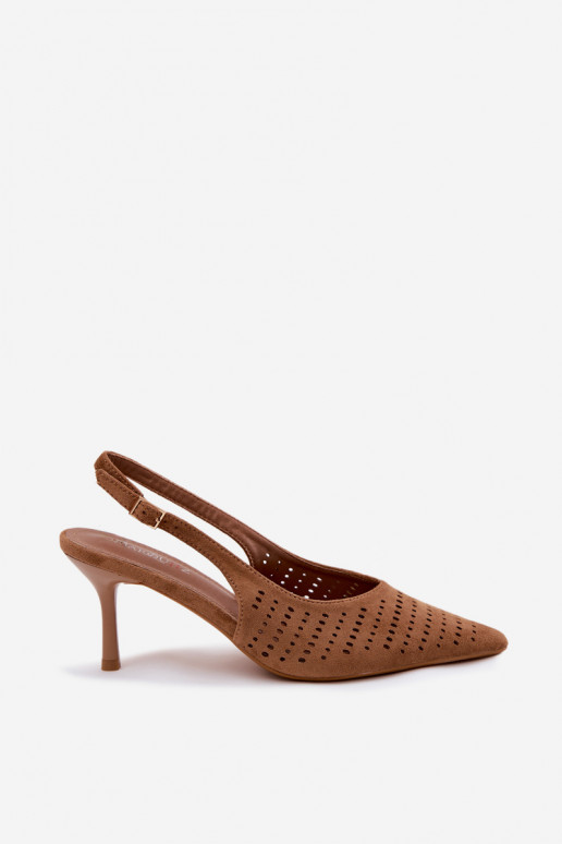 Sandalias de ante sintético marrones con tacones finos Torielle