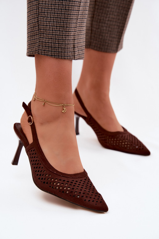 Sandalias caladas con tacones finos de ante sintético Czekolado Velvia