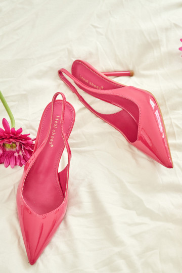 Sandalias rosas de charol con tacón alto de piel sintética Calera
