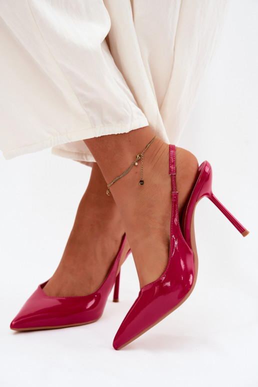 Sandalias rosas de charol con tacón alto de piel sintética Calera