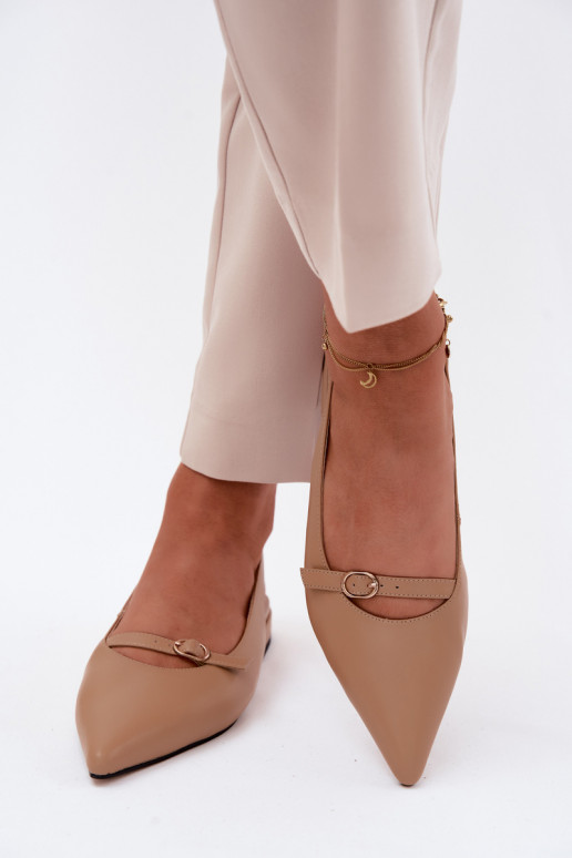 Sandalias de mujer con tacones anchos Tai turiciejka K7449-04 color arena