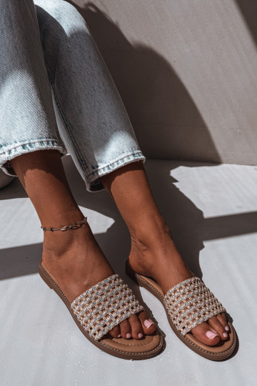 Chanclas marrones con detalles brillantes Fendi 2