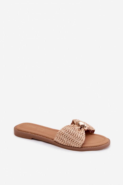 Chanclas color arena con detalles dorados Goldie