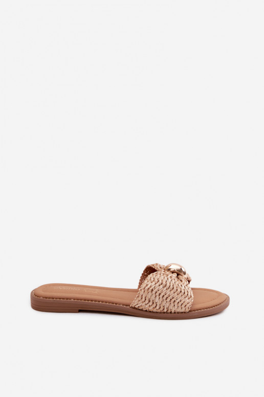 Chanclas color arena con detalles dorados Goldie