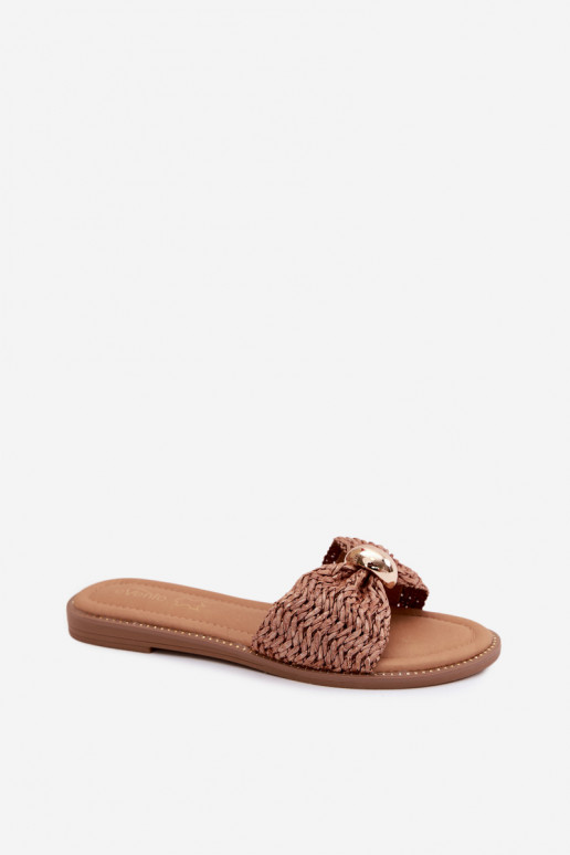 Chanclas marrones con detalles dorados Goldie