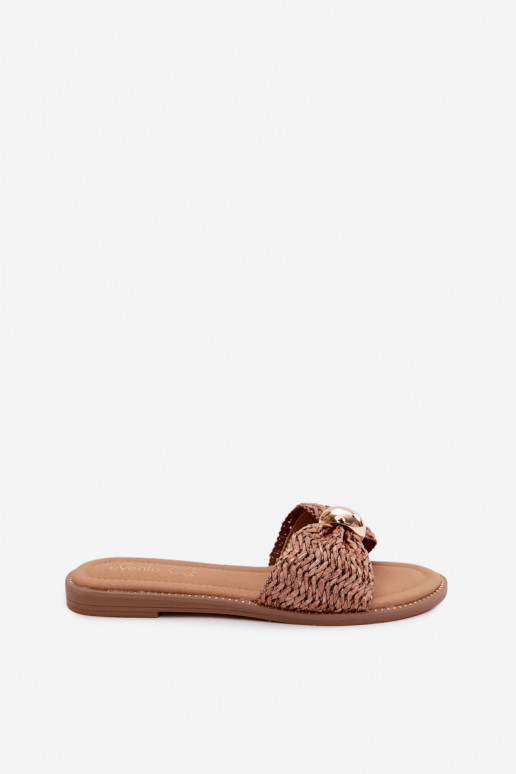 Chanclas marrones con detalles dorados Goldie
