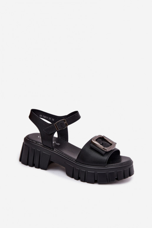 Sandalias de plataforma para mujer con hebillas Vinceza 79611, color negro