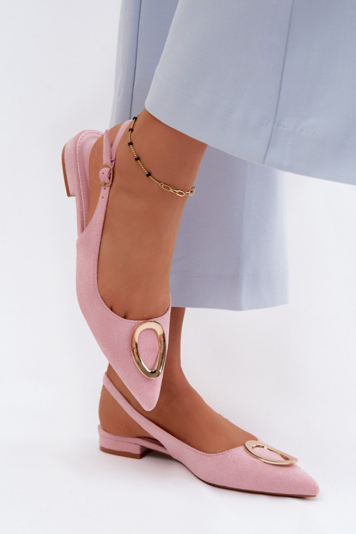 Sandalias de mujer con tacón ancho y adornos de color rosa de Sparkle