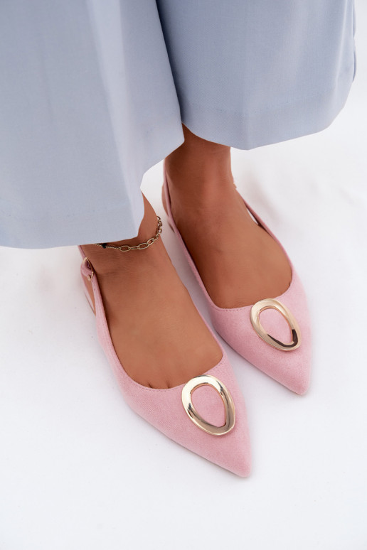 Sandalias de mujer con tacón ancho y adornos de color rosa de Sparkle