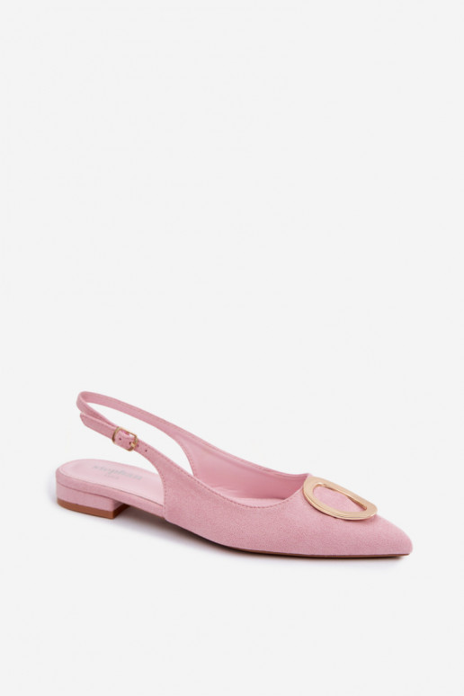 Sandalias de mujer con tacón ancho y adornos de color rosa de Sparkle