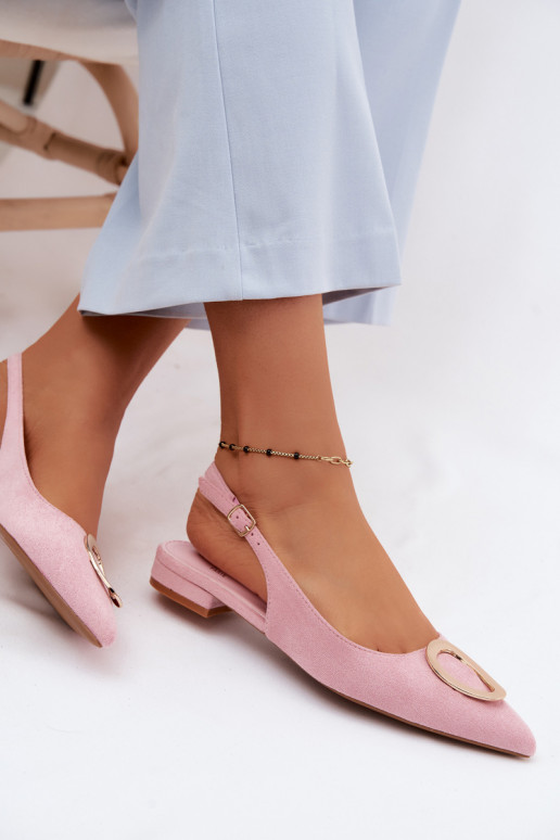 Sandalias de mujer con tacón ancho y adornos de color rosa de Sparkle