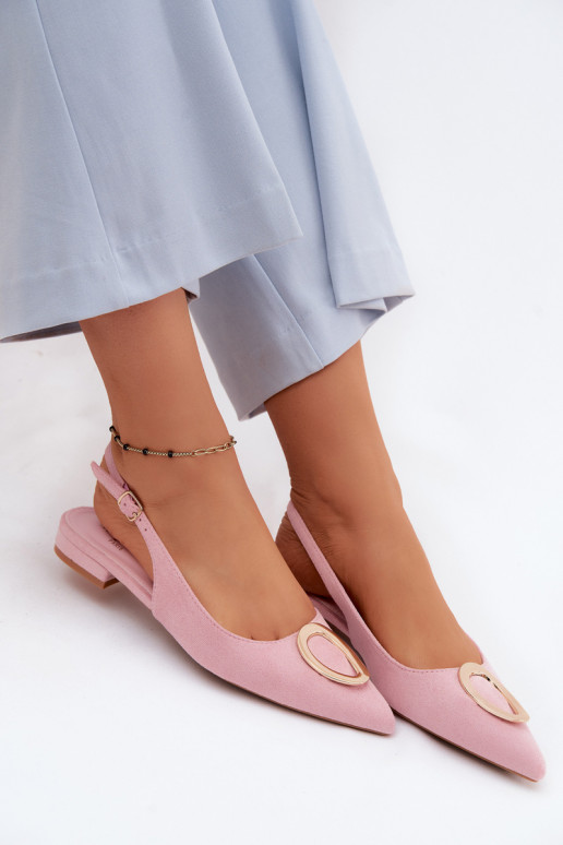 Sandalias de mujer con tacón ancho y adornos de color rosa de Sparkle