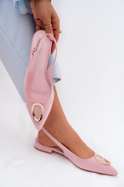 Sandalias de mujer con tacón ancho y adornos de color rosa de Sparkle