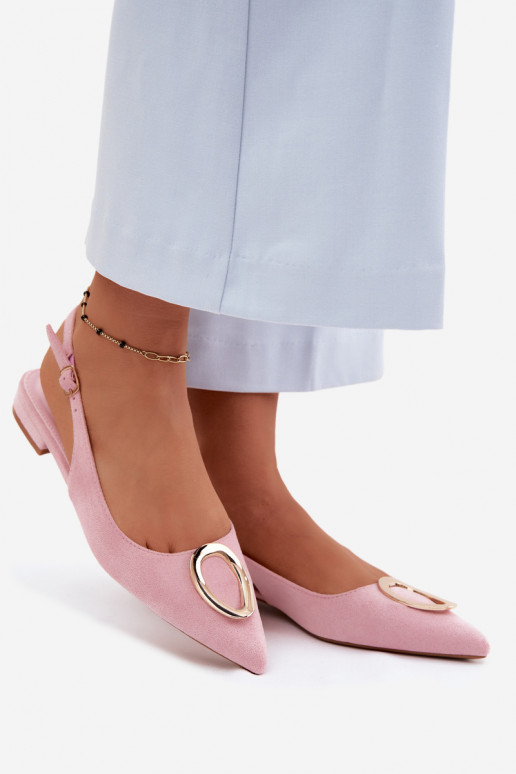 Sandalias de mujer con tacón ancho y adornos de color rosa de Sparkle