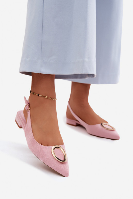 Sandalias de mujer con tacón ancho y adornos de color rosa de Sparkle