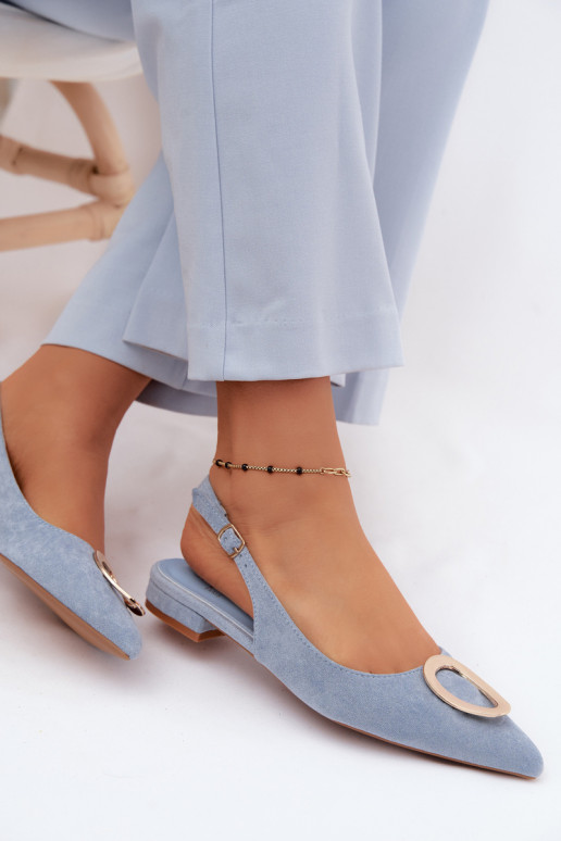 Sandalias de mujer con tacón ancho y adornos de color azul de Sparkle