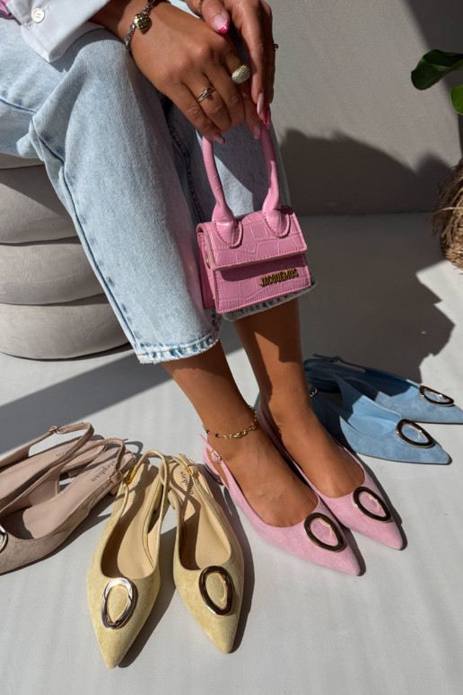 Sandalias de mujer con tacón ancho y adornos de color azul de Sparkle