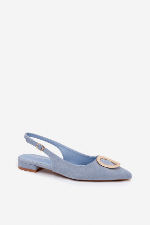 Sandalias de mujer con tacón ancho y adornos de color azul de Sparkle
