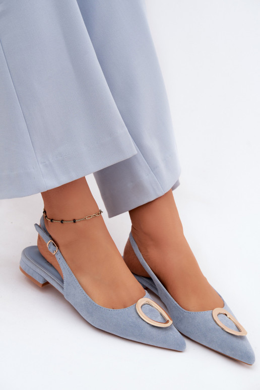 Sandalias de mujer con tacón ancho y adornos de color azul de Sparkle