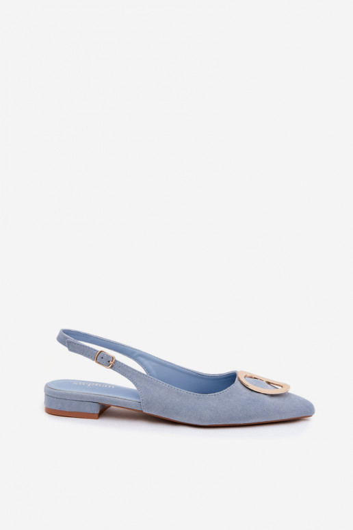 Sandalias de mujer con tacón ancho y adornos de color azul de Sparkle