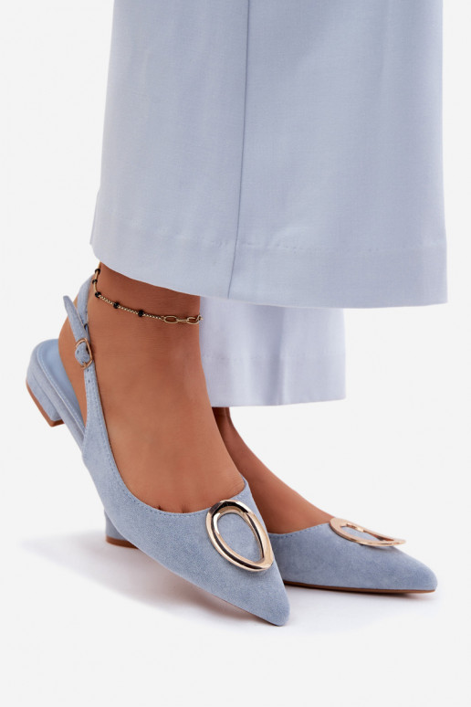 Sandalias de mujer con tacón ancho y adornos de color azul de Sparkle
